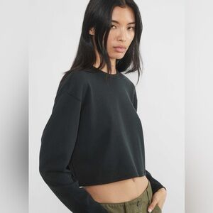 Aritzia Sunday Best Baby Waffle Knit Longsleeve Cropped Crewneck Taupe Brown